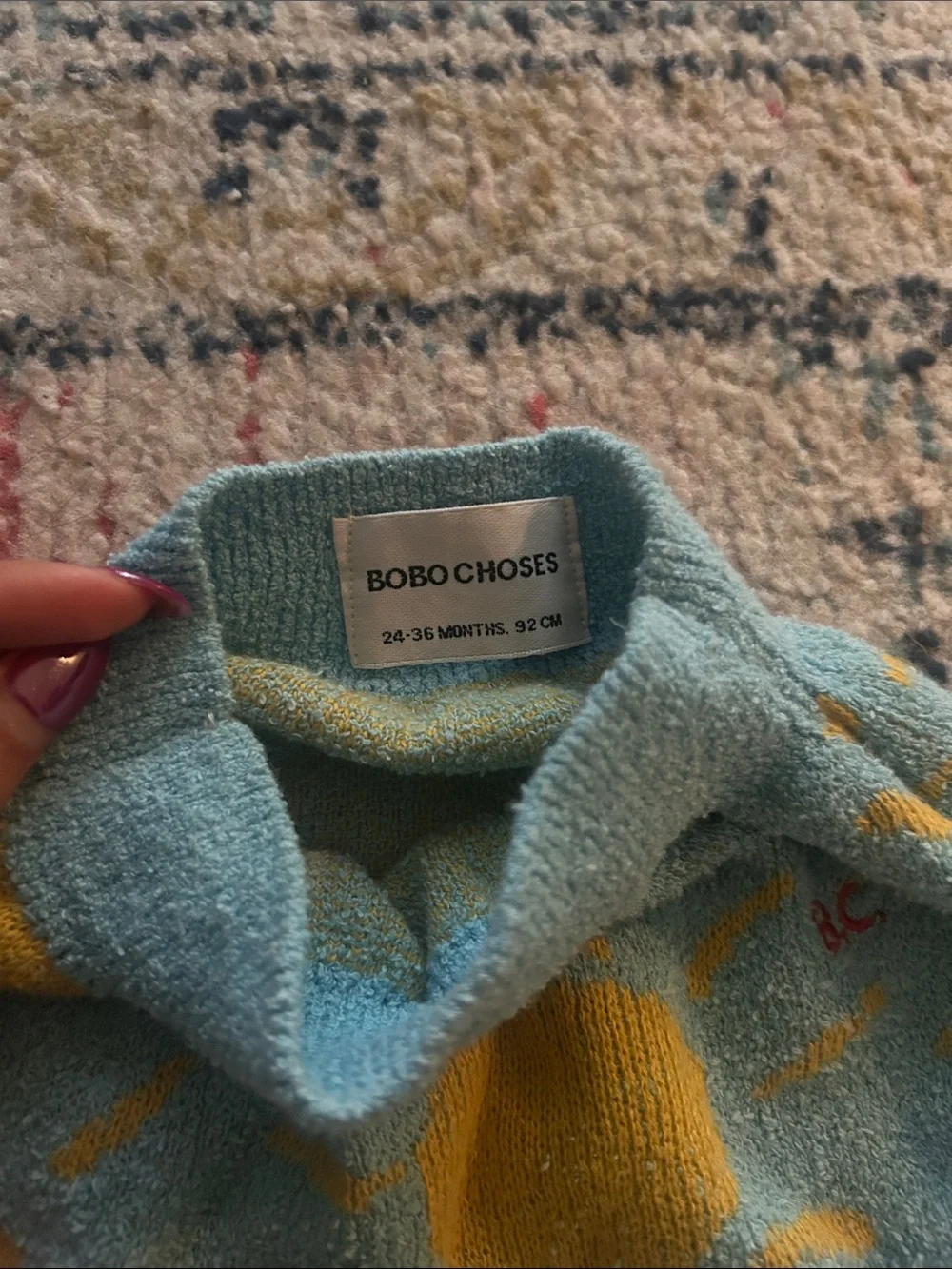 Bobo Choses Sunny Knit Diaper Cover in Light Blue & Yellow